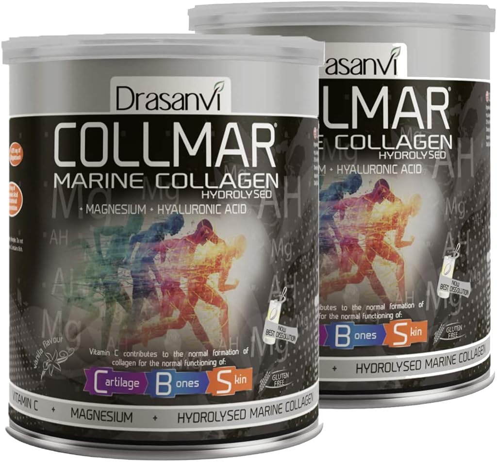 Drasanvi 2 Pack Collmar Collage marino idrolizzato con Magnesio Polvere 300g Vanilla Flavor - Integratori spagnoli per una pelle sana Cartilage e ossa - Aiuta a minimizzare la stanchezza e la fatica