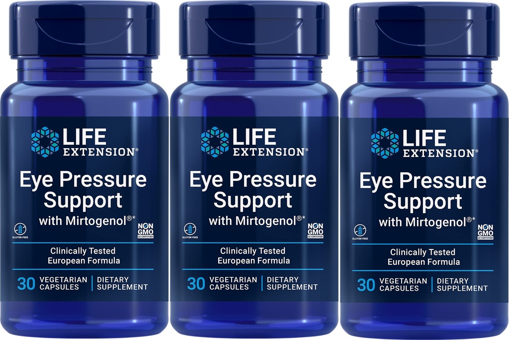 Supporto di pressione dell'occhio di estensione di vita con Mirtogenol,Vcaps 30 Conte (Pack of 3)