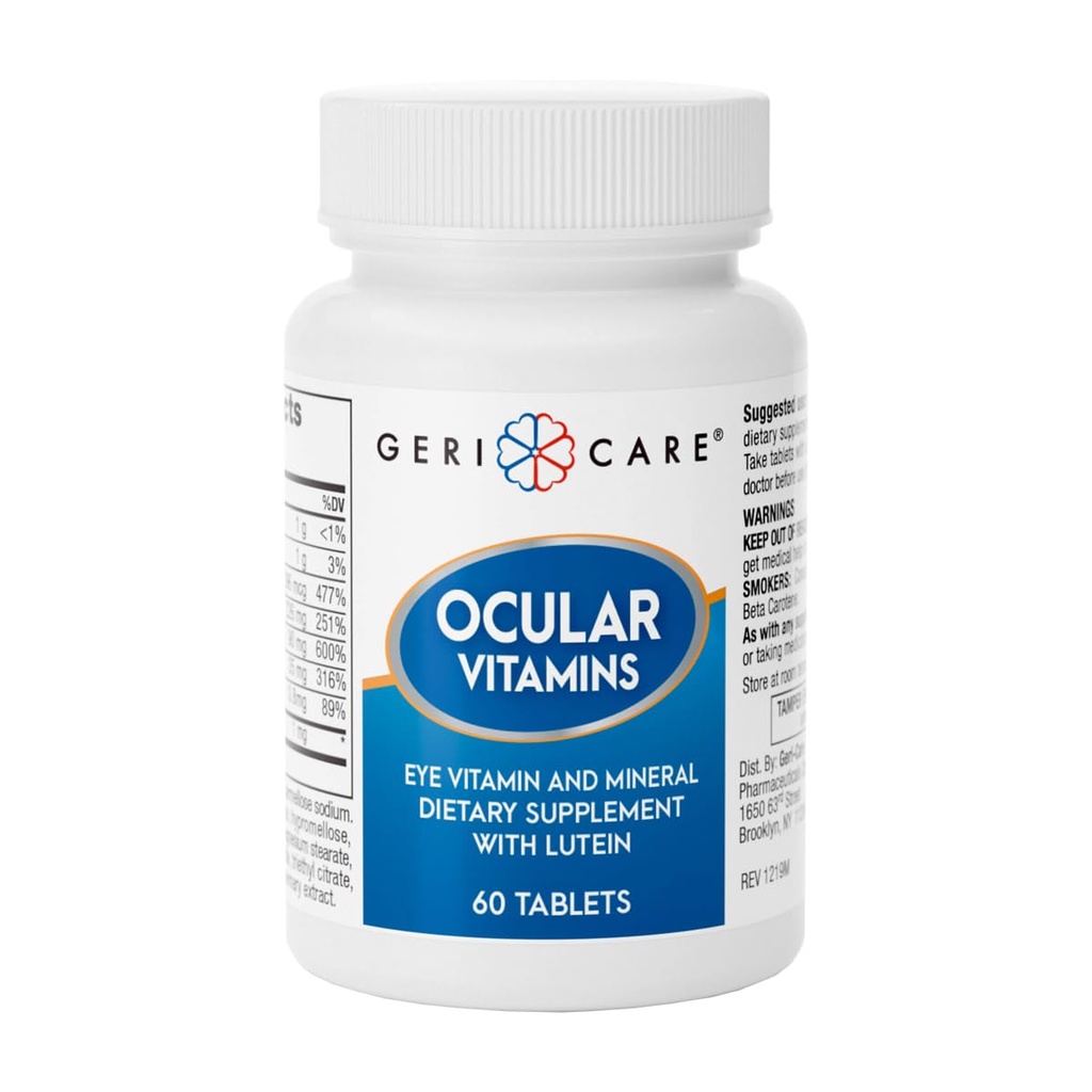 GeriCare Vitamine Oculari, Vitamine Occhiali e Minerali con Luteina, Compresse Integratori Alimentari, 60 Conta (Pacchetto di 1)