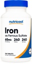 Ferro di Nutricost (come Ferrous Sulfate) 65mg, 240 compresse - Non OGM, Gluten Free