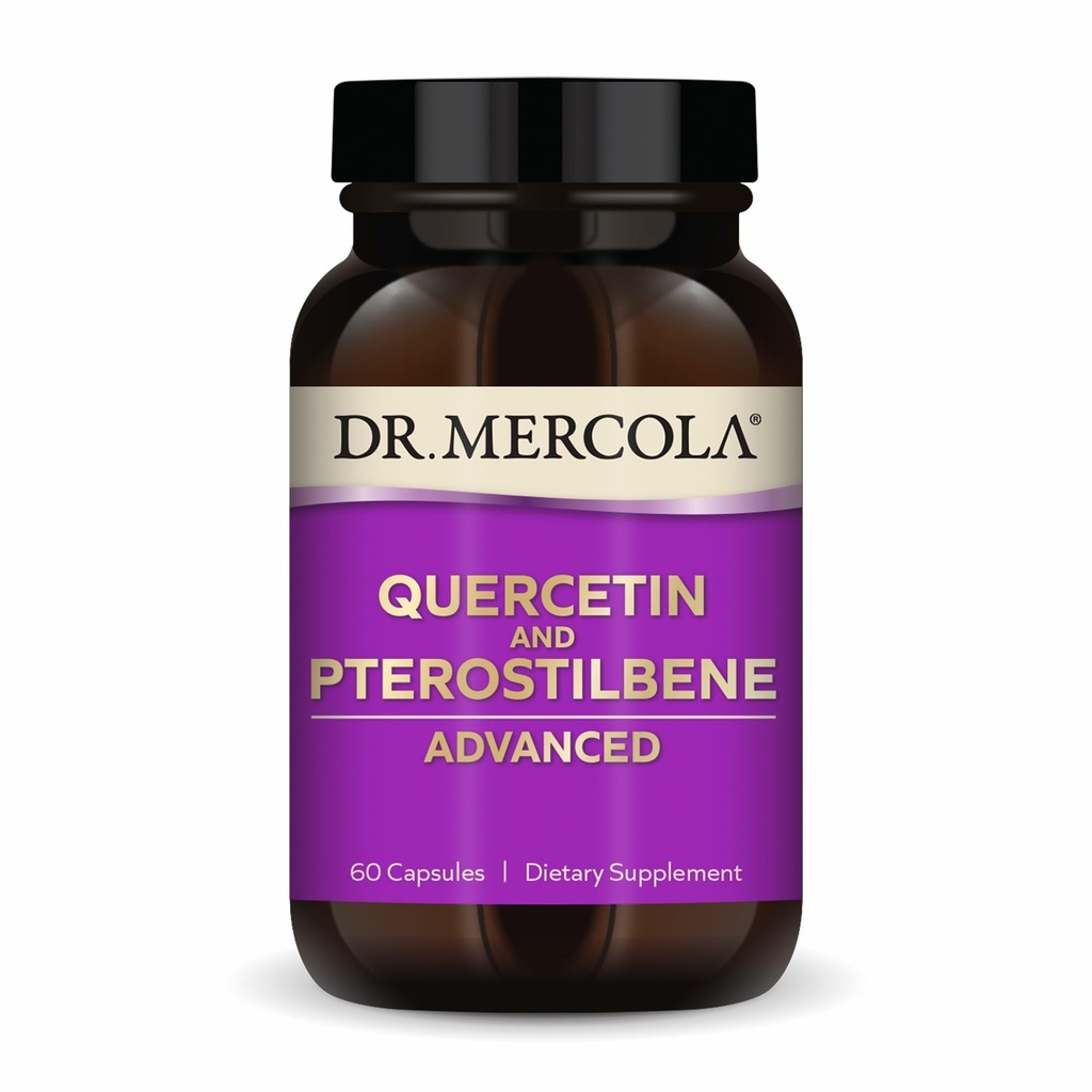 Dr. Mercola Quercetin & Pterostilbene Advanced - Supporta Respiratory & Immune Health - 500 mg Quercetin - High-Bioavailability Formula - Non-GMO, Gluten-Free & Soy Free - 60 capsule (30 Servings)