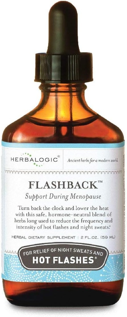 Herbalogic - Gocce di erba liquida di Flashback - Rilievo naturale per Menopausal Hot Flashes, Maglioni notturni, Insonnia, Irritabilità & Mood Swings - 2 Fl. Oz.
