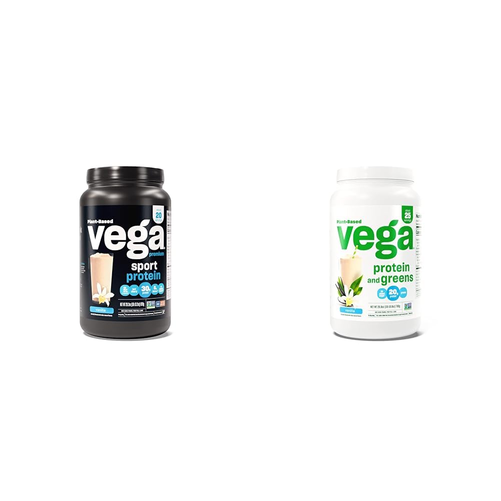 Vega Premium Sport Protein Vanilla Protein Powder & Protein e Greens Protein Powder