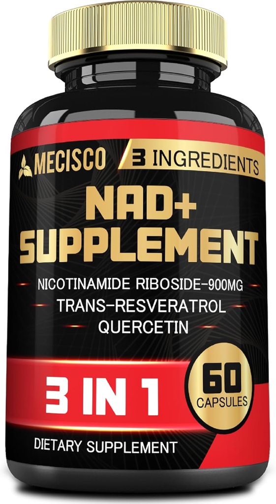 3in1 NAD+ Supplemento 1200Mg - Nicotinamide Riboside con Trans Resveratrolo & Quercetina - Attività cellulare, Immune, Salute invecchiante - 60 Contenitore per 30 giorni