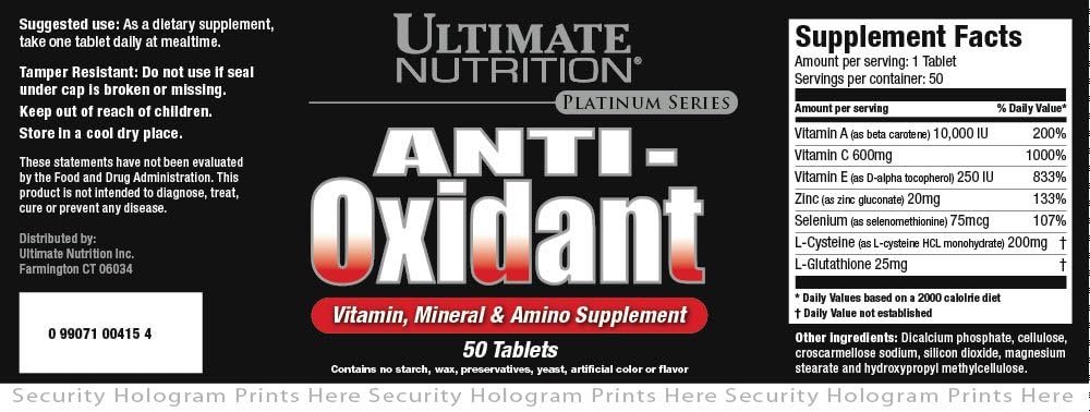 Ultimate Nutrition Antiossidante Vitamina, Minerale e Amino Supplemento (50 compresse)