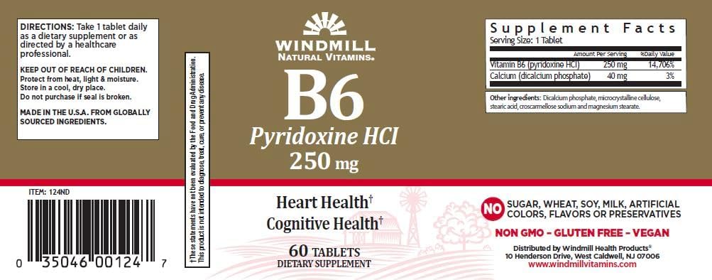 Confezione da 3 EACH WM VITAMINA B-6 250MG 60'S PT3504600124 [Salute e Bellezza]