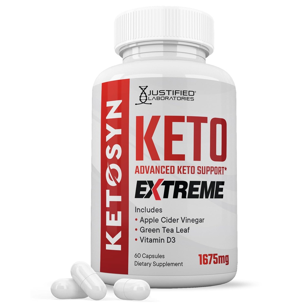 Ketosyn Keto ACV Extreme Pills 1675 MG Keto Support Blend Capsule alternativa a Keto ACV Gummies formulato con Aceto di Mela Aceto Extra Vergine Olio di Oliva Polvere Verde Tea Leaf 60 capsule