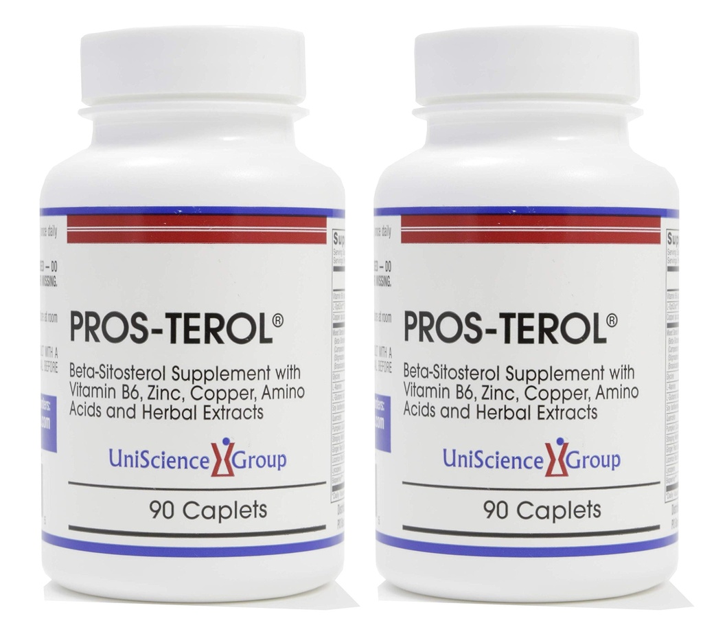 Pros-TEROL (2 kit bottiglia), Prostate Relief con 900 mg Sterols vegetali con semi di zucca, Sting Nettle Root, Ginger Root, Licorice Root Extracts 90 Caplets