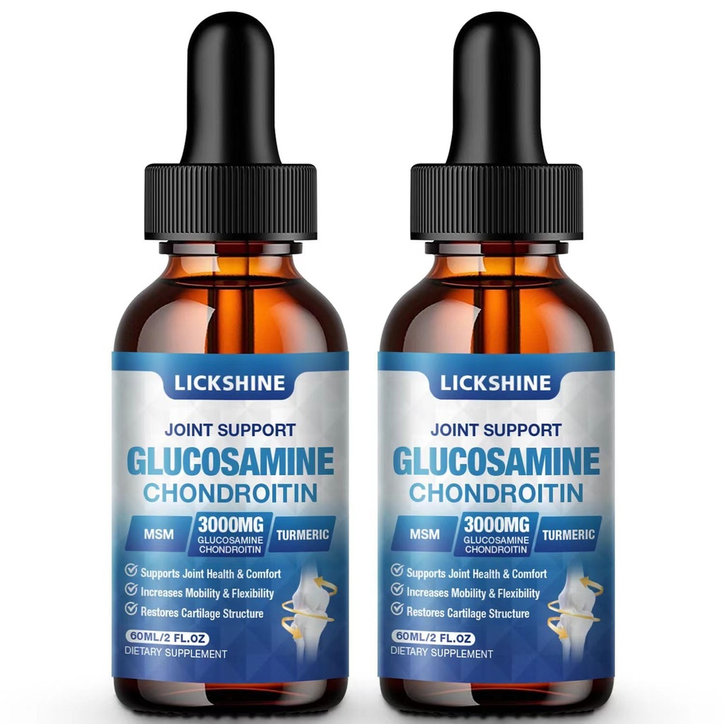 2 Imballaggio Glucosamine Chondroitin MSM Gocce liquide - Supplemento di supporto congiunto per adulti con Quercetin Boswelia, Bromelain, Acido ialuronico, Supporto immunitario antiossidante (4 Fl oz)