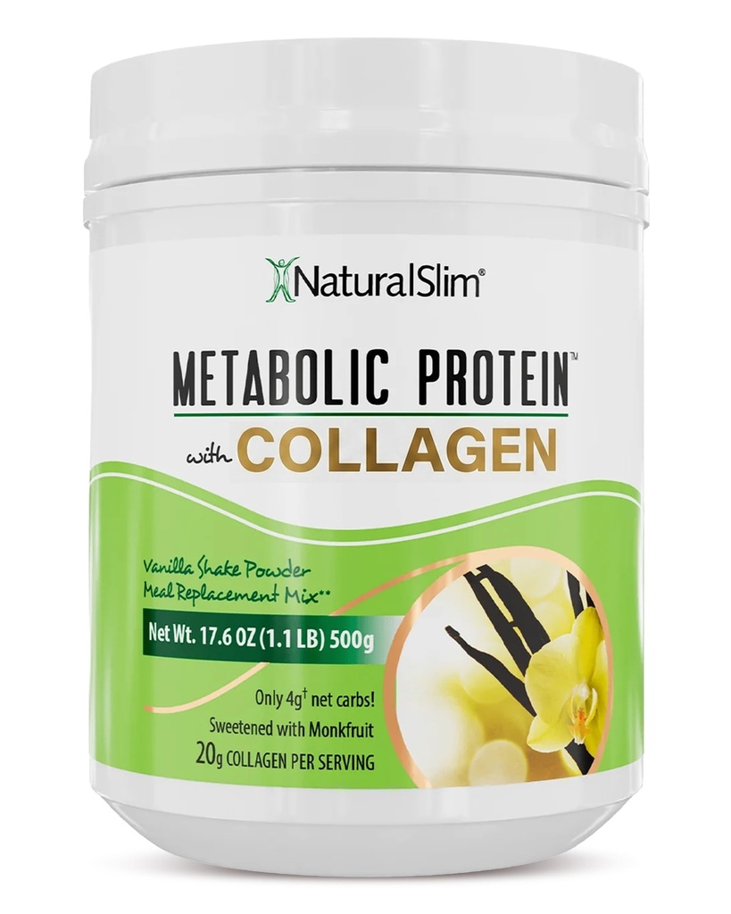 Polvere di proteina metabolica con collagene, Agitazione della polvere di proteine del siero di siero, Collage idrolizzato con L-Glutamina per il supporto metabolico, digestione, pelle, articolazioni e muscolo, sostituzione a basso contenuto di carboidrati, 17.06 oz