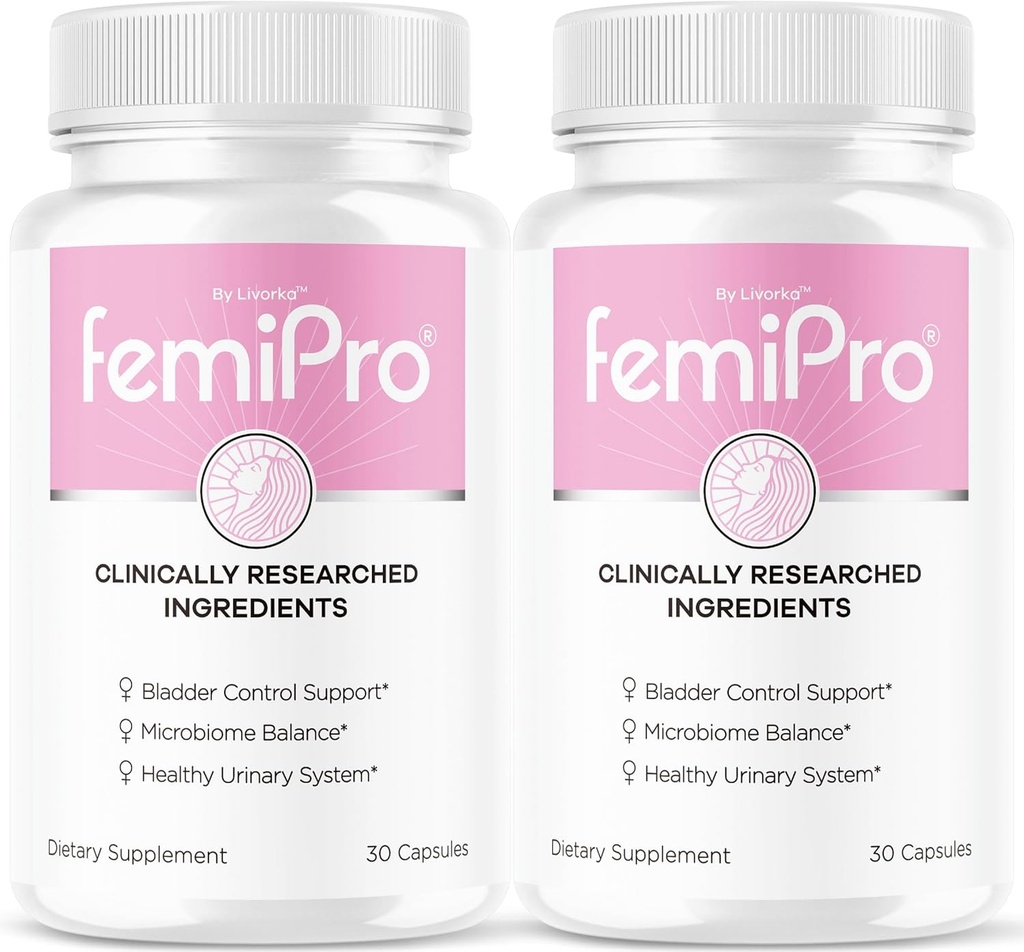 (2 Pack) Pillole di controllo della vescica FemiPro - Capsule FemiPro Originali, Supplemento di supporto per il controllo della vescica FemiPro, pillole Probitic FemiPro per la salute generale e il benessere Recensioni, 60 capsule 2 mesi