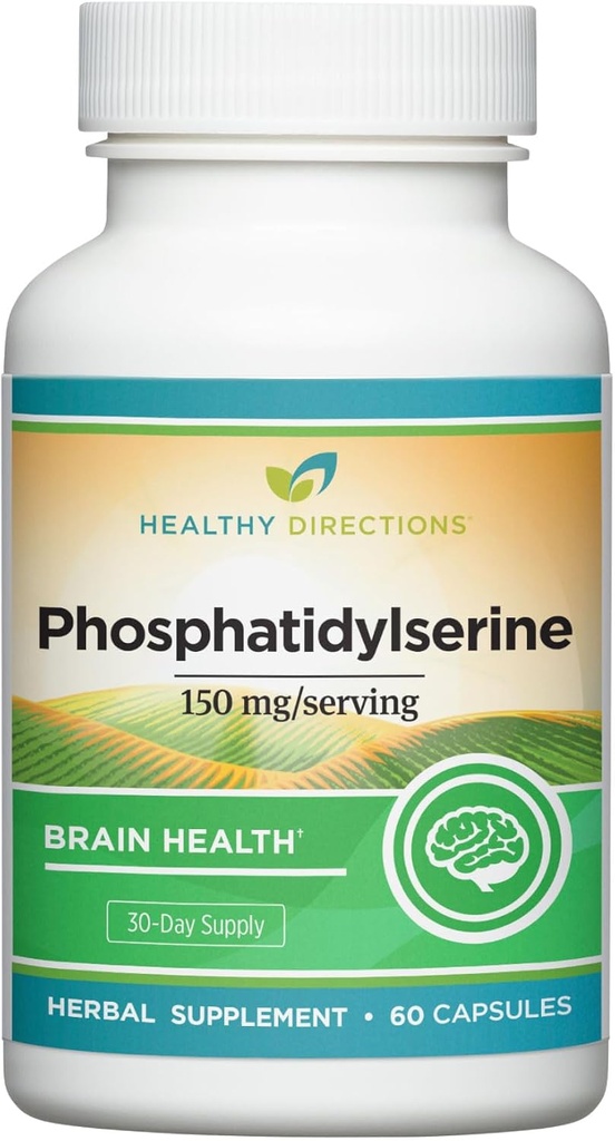 Integratore di fosfatidilserina sano — 150 mg/serving, 60 capsule vegane per la salute cognitiva, la funzione del cervello e la memoria sana (30-alimentazione giornaliera)