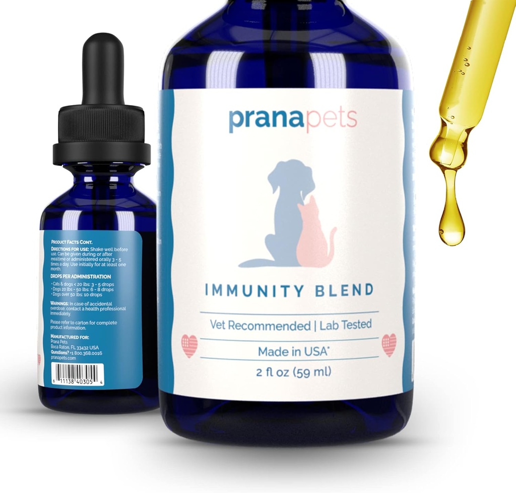 PranaPets Immunity Blend Supplemento per cani e gatti | Aiuta naturalmente a alleviare la fatica e la debolezza negli animali | Promuovere l'energia aumentata, appetito normale & supporto immunitario