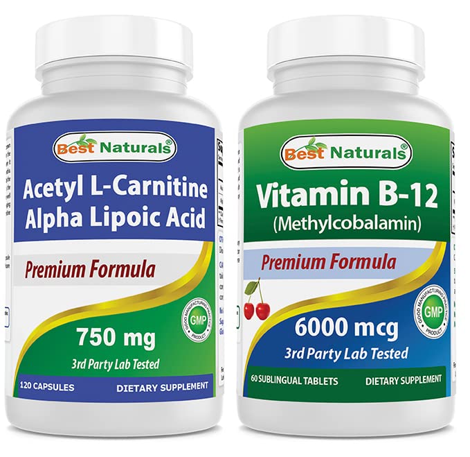 I migliori naturali Acetil L-carnitina e acido alfa lipoico 750 mg & vitamina B-12 6000 mcg