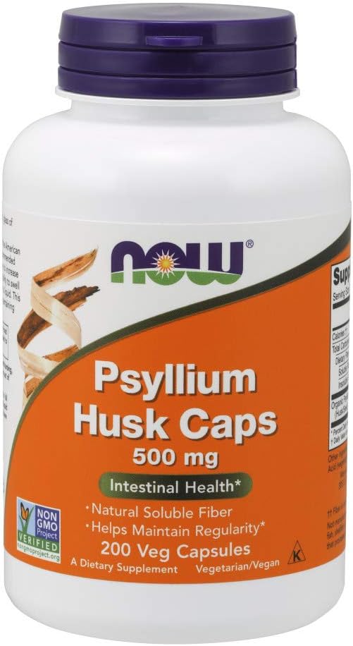 NOW Psyllium Husk 500mg, 200 capsule (pacchetto di 3)