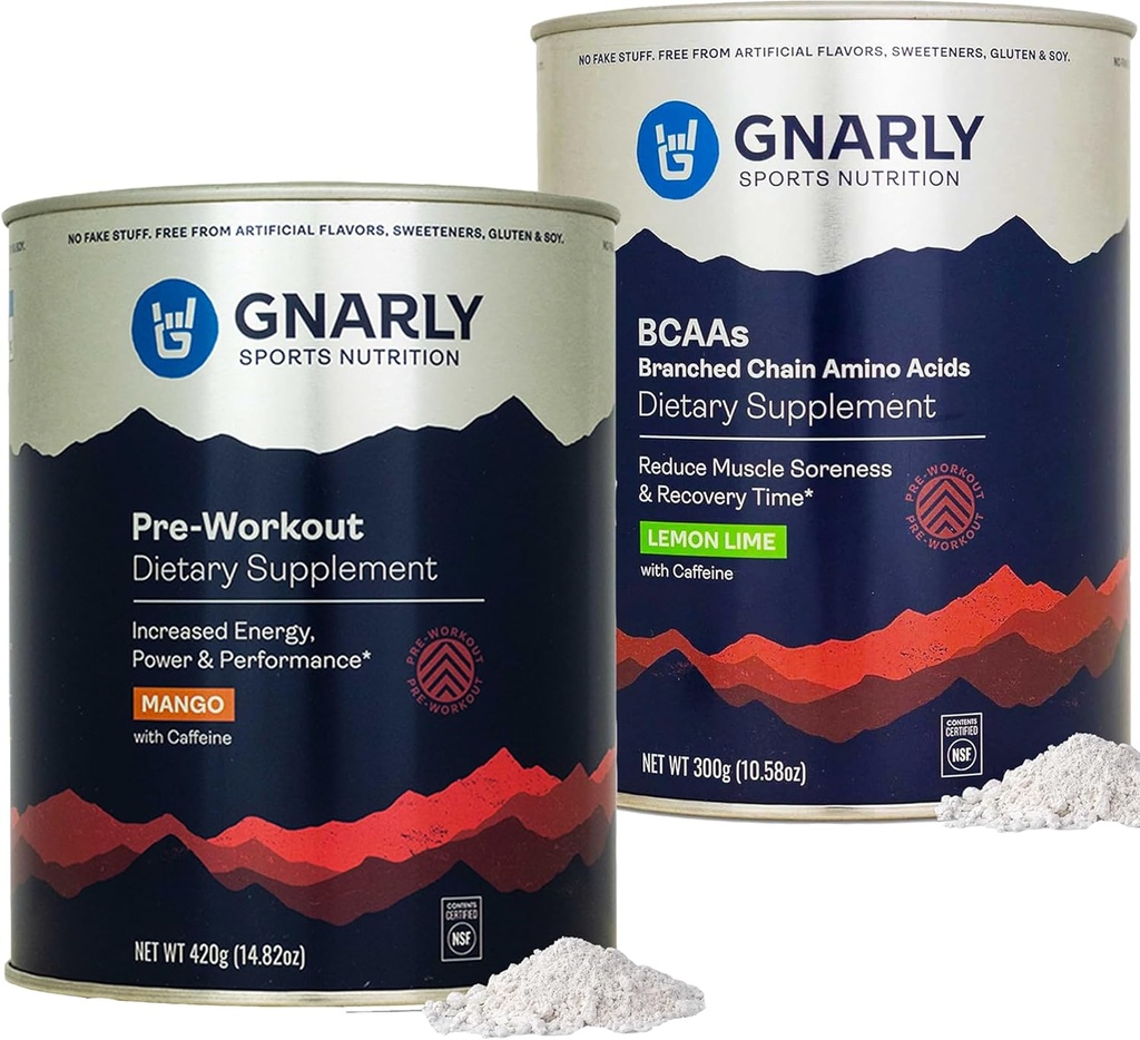 Gnarly Nutrition Preworkout Mango (14.82oz) BCAAs Lime Limo (10.58oz)