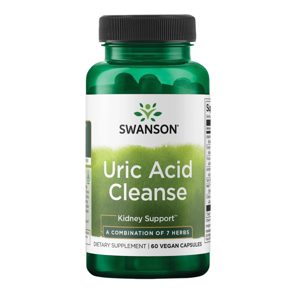 Swanson Uric Acid Cleanse - Supplemento naturale Promuovere il supporto del rene - Caratteristiche una potente combinazione di 7 erbe - (60 capsule vegetali)