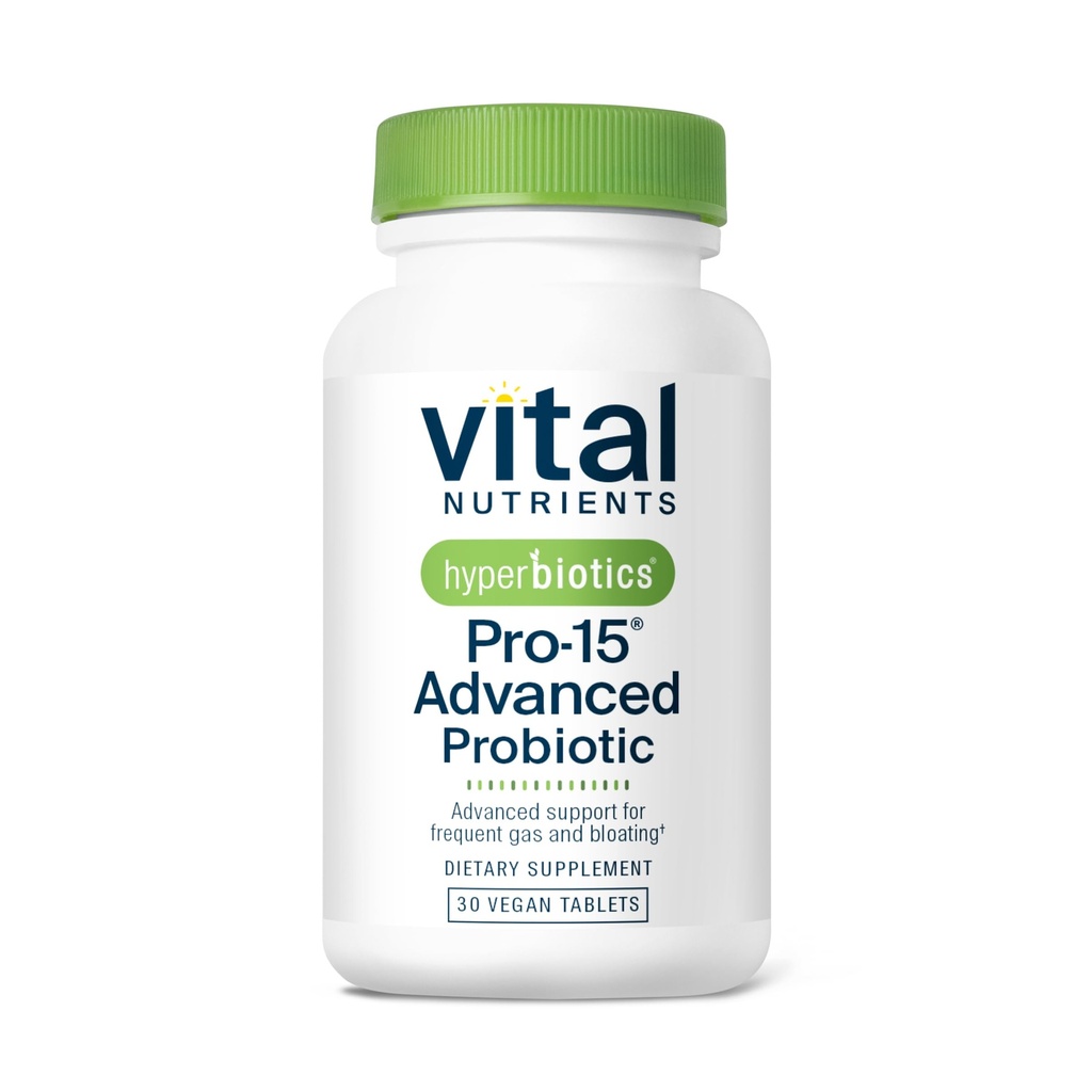 Iperbiotici vitali Nutrienti Pro-15 Probiotici avanzati per le donne e gli uomini | 15 Strains + Kiwifruit | Probiotici quotidiani clinicamente studiati per la salute digestiva, gas, & Bloating | 30 compresse vegane