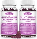 2 Confezione Glucosamina Condroitin Gummies Extra Forza w/MSM, Mirtillo,Hyaluronic Acid-Chewable Joint Support Supplement for Women,Men,Adults-Antioxidant Support for Joint Comfort & Mobility
