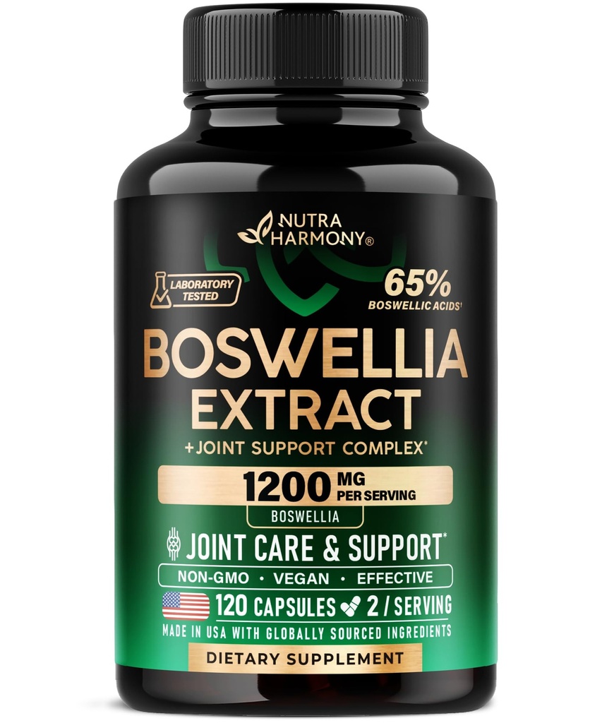 Boswellia 1200mg - Boswellia Extract | Turmeric | Acido ialuronico | MSM | Same - Joint Health & Comfort - Boswellia Serrata | 65% Acido boswellico - per gli uomini e le donne - Made in USA - 120 Capsule
