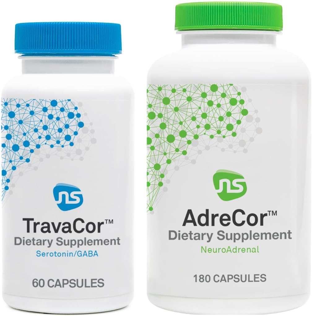 NeuroScience Mood + Set di supporto surrenale - AdreCor + TravaCor (2 Prodotti, 180 Capsule, 60 Capsule)