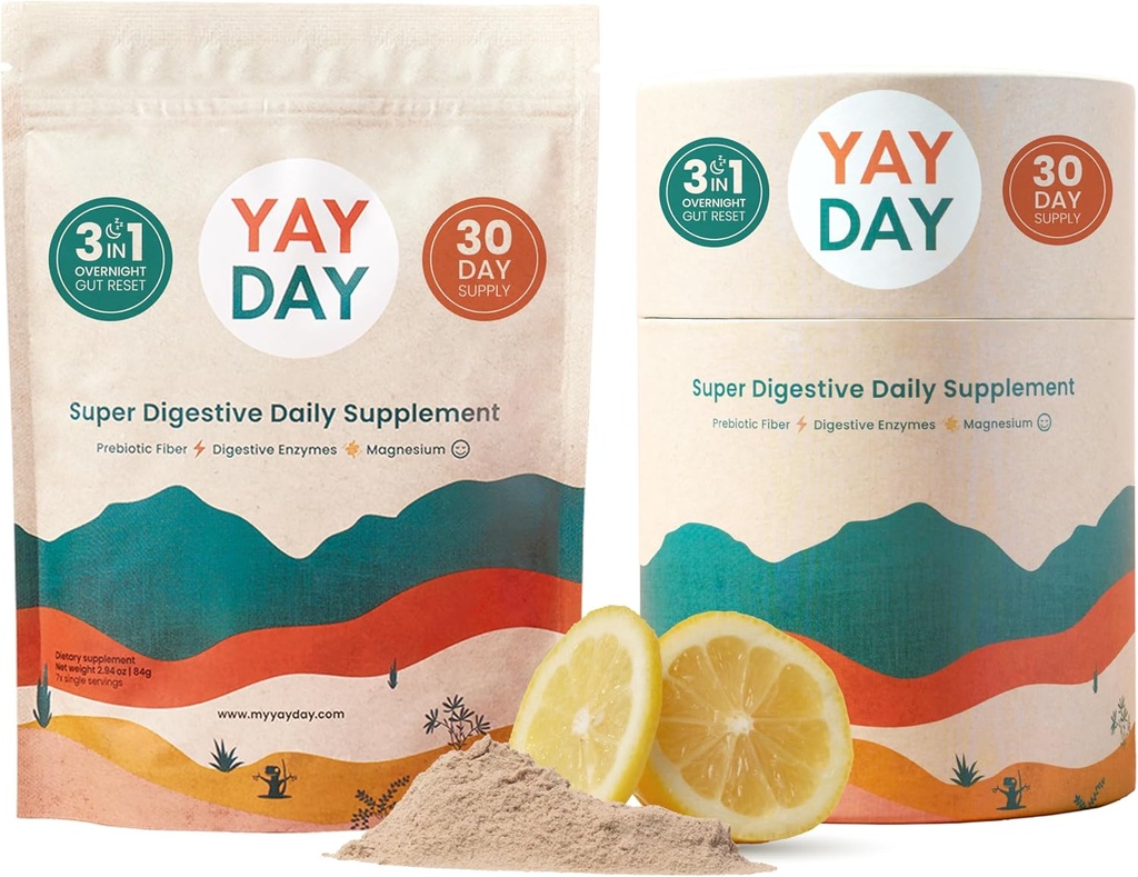 Bundle prebiotico del supplemento della fibra degli enzimi digestivi - Salute del fegato quotidiana + polvere di magnesio per sonno profondo, regolarità, Bloating & costipazione sollievo - Citrus (37 Serve)
