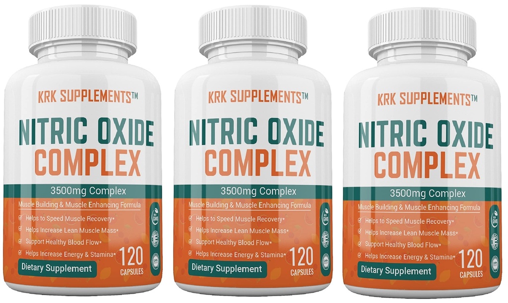 3 Bottiglie Nitric Oxide Complex 3500mg Per servire L-Arginina HCL AAKG AKG Alpha Ketoglutarate Citrullina Malate 360 Totale capsule