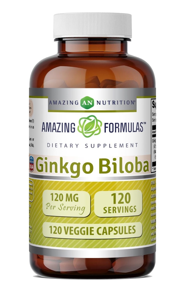Incredibile Formulas Ginkgo Biloba 120 Mg Supplemento 120 capsule | Standardizzato per contenere 24% Ginkgo Flavone Glycosides | Non-GMO | Gluten Free | Made in USA