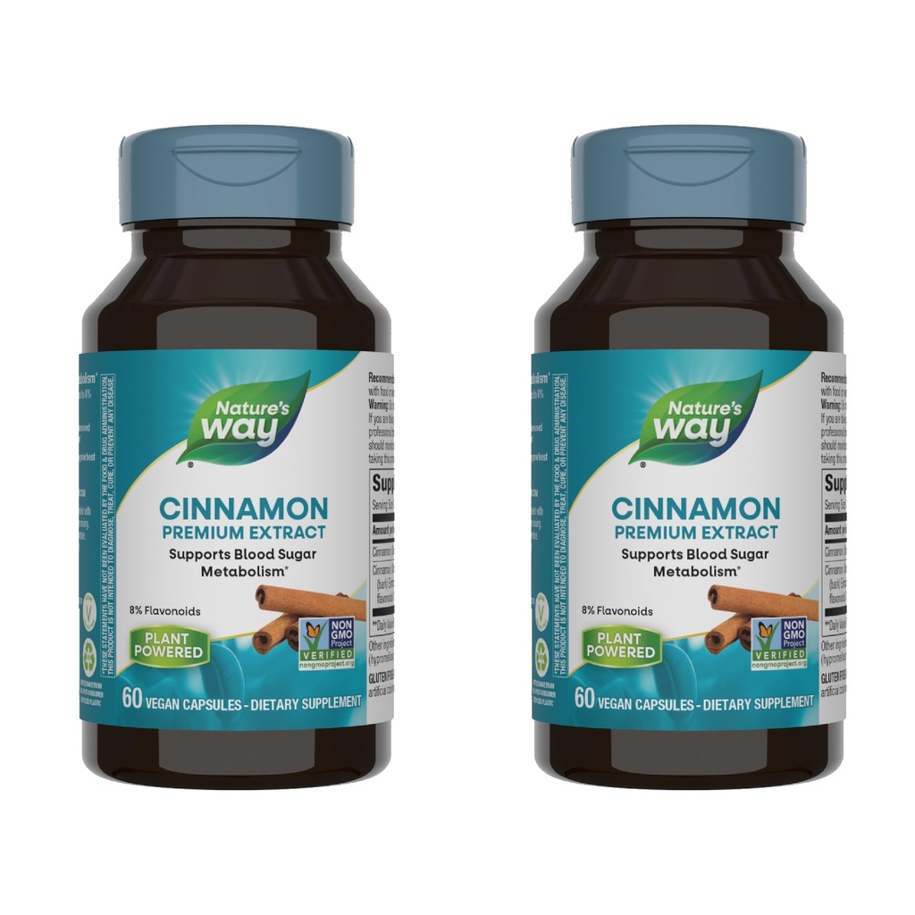 Cinnamone dell'estratto di modo Premium della natura Standardizzato al 8% Flavonoidi 60 Vcaps (Pack of 2)