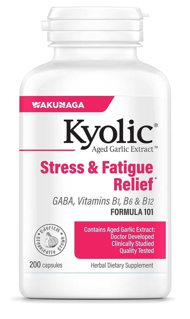 Kyolic Aged Garlic Extract Formula 101, Stress e Fatigue Relief, 200 capsule.
