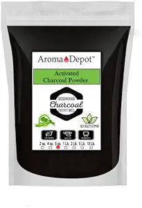 Aroma Depot 8 oz. Polvere di carbone attivata di cocco - Supporta la salute, Vegan, Non OGM, No Additivi, Grado alimentare, Polvere di sbiancamento dei denti, Charcoal per Scrub facciale e Sapone. (8 oz.)