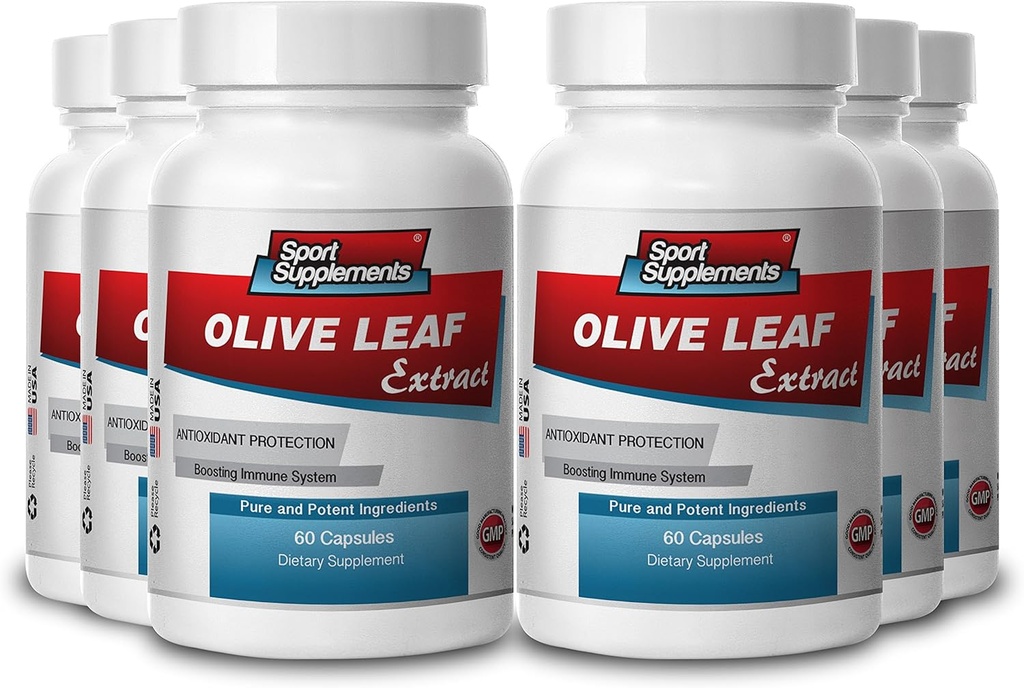 Integratori sportivi Olio Foglia estratto potente antiossidante, Immune Sistema Salute 500mg (6 bottiglie, 360 capsule)