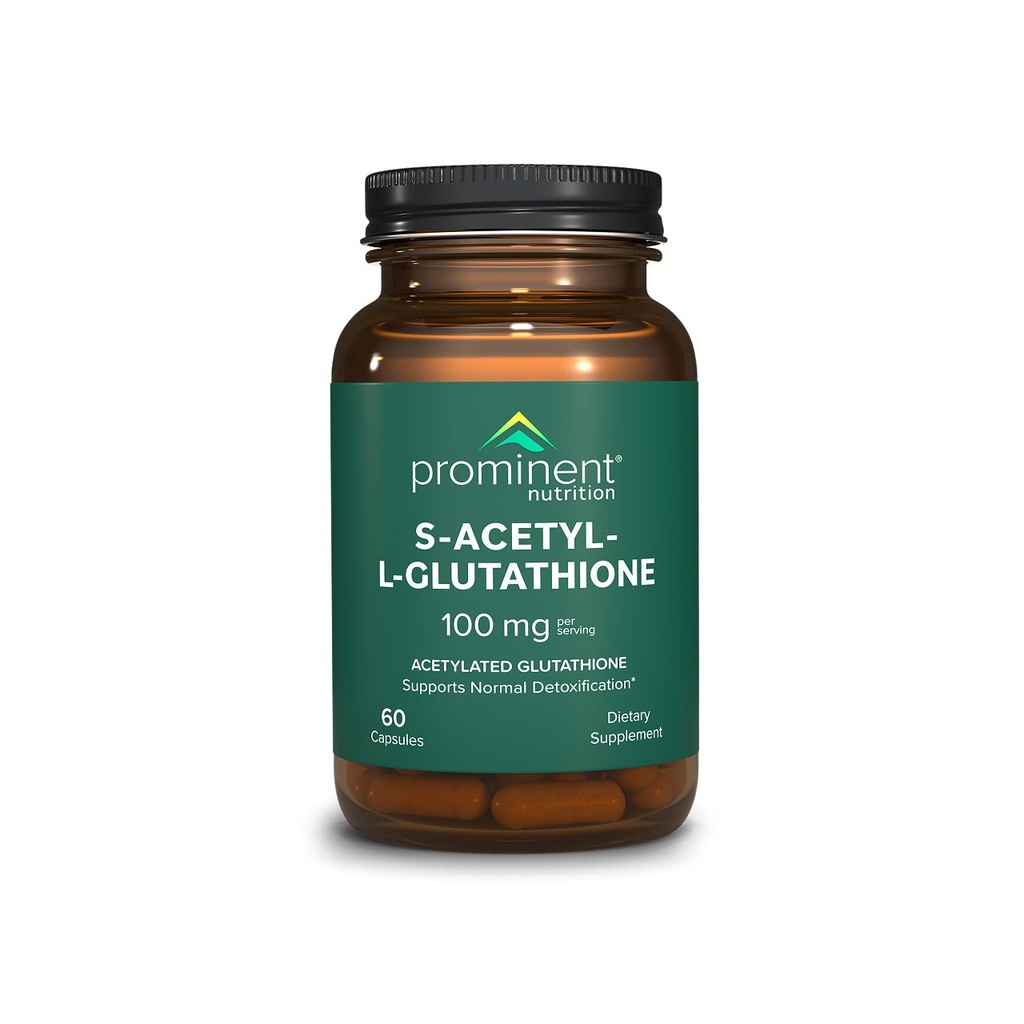 Prominent Nutrition S-Acetyl L-Glutathione Supplement - Clinically Researched Emothion Acetilated Glutathione for Normal Liver Detoxification Support & Optimal Antioxidant Effect, Vegan - 1 Pack