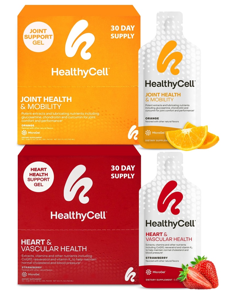 Healthycell Cuore e salute vascolare + Integratori comuni di salute e mobilità per uomini e donne Bundle