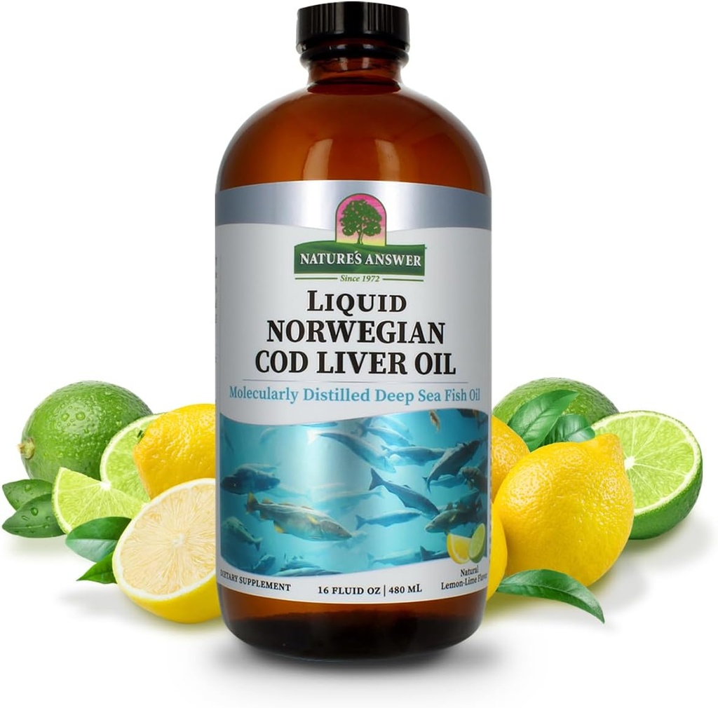 Risposta della natura Cod olio di fegato Supplemento liquido, 16-Fluid Ounces | promuove un cuore sano & cervello | Supporto cognitivo e cardiovascolare | Grande degustazione (Pack of 2)