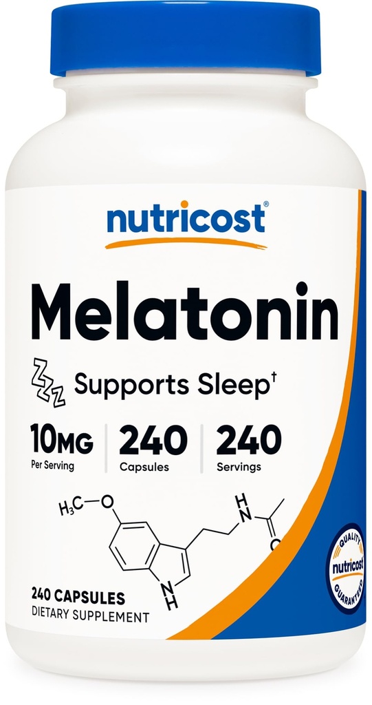 Nutricost Melatonin 10mg, 240 Capsule, Non OGM & Gluten Free
