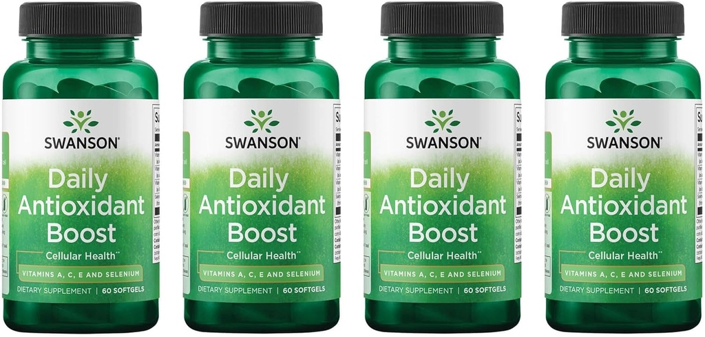 Swanson Vitamins Daily Antioxidant Boost - Promuove la salute cellulare e il supporto immunitario - Supporta il nutrimento difensivo naturale - (60 Softgels) 4 Pack