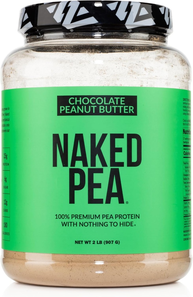Pea Nuda - Proteine del burro di arachidi al cioccolato provenienti da aziende agricole statunitensi e canadesi, cacao biologico, zucchero di cocco organico - No OGM, No Soy e Gluten Free, Aid Growth and Recovery - 21 Servings