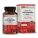 QuotidianoNutra KSM-66 Ashwagandha 600mg Estratto di radice organica - Supplemento ad alta potenza con 5% Withanolides | Allevia la stanchezza, supporta il rilassamento, la messa a fuoco, l'energia e la crescita muscolare (90 capsule)