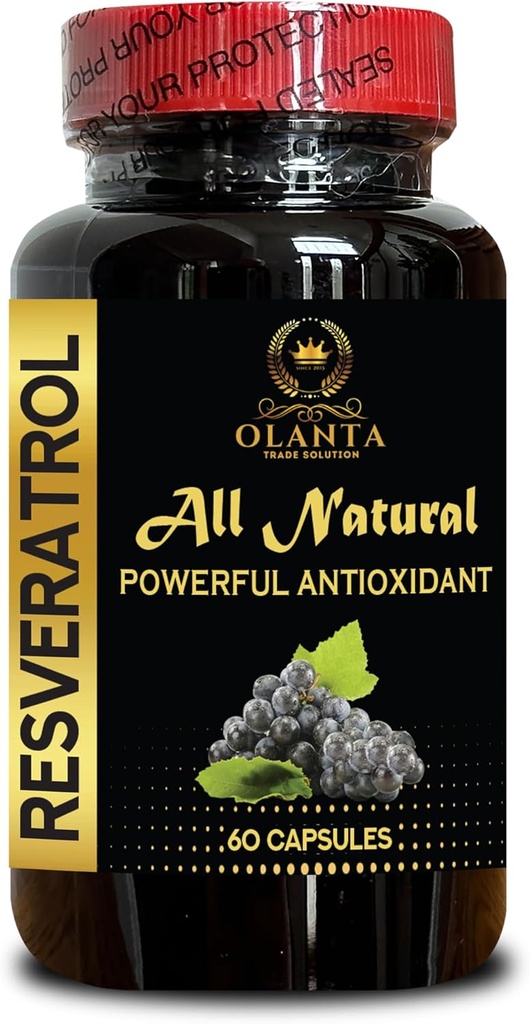 Estratto di RESVERATROL - Capsule di Supporto Immune, Supporto Energia e Metabolismo, Antiossidanti per Immunità, Supporto Energetico e Booster Immune - 1 Bottiglia 60 Capsule