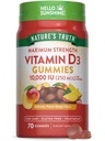 Vitamina D3 Gummies | 10000 IU | 70 Count | Peach Mango Flavor | Vegetariano, Non OGM & Gluten