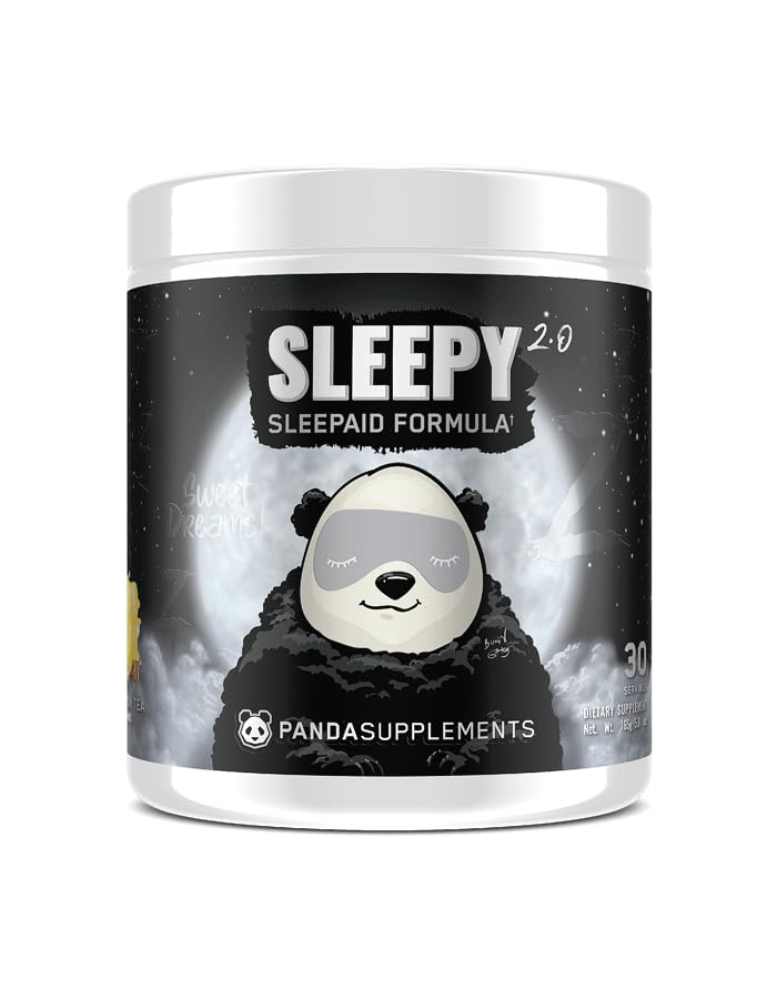 Sotterranea Bio LabsTM Panda SUPPS – Sleepy 2.0 Natural Sleep Aid Formula: Melatonina 5mg, 300mg GABA, Estratto di camomilla, (Tele di limone di miele) 30 Serve