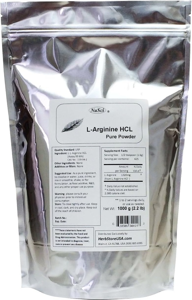 L-Arginina HCl Polvere pura 1000g (2.2 lb)