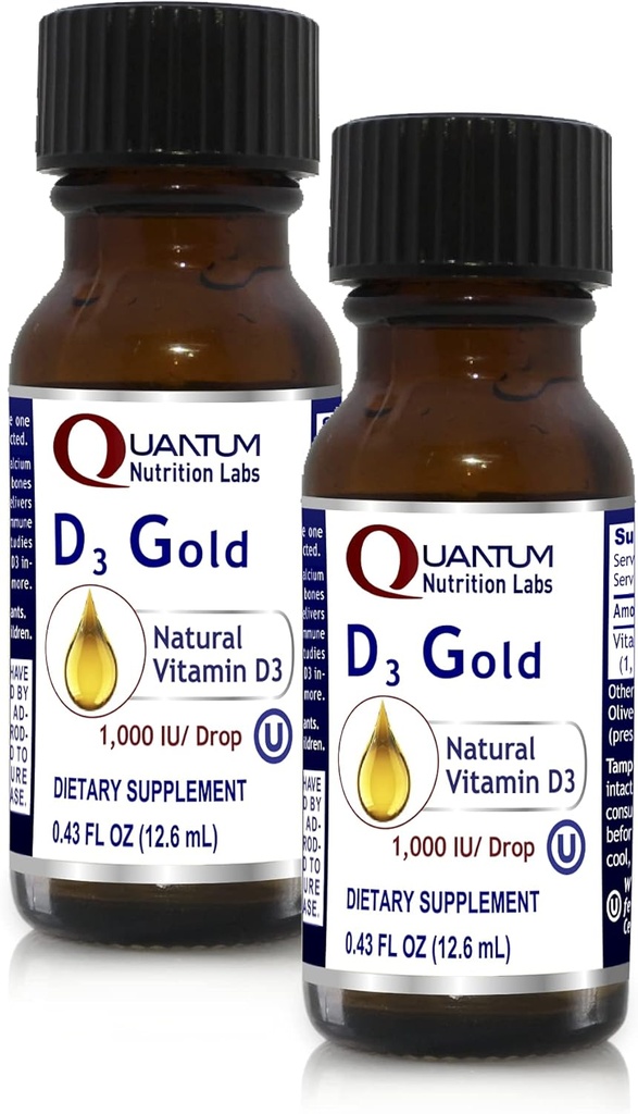 QNL D3 Gold - Gocce liquide di vitamina D - Integratore di resistenza Bone - Offerte supporto cardiovascolare e immunitario - Prodotto Premium Health & Wellness - 0.43 fl oz (2 Pack)