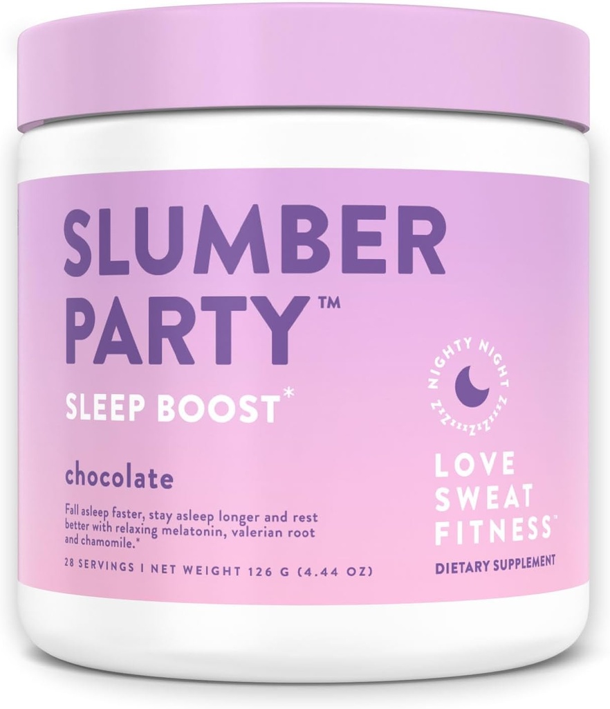 Love Sweat Fitness Sleep Boost Powder | Slumber Party Chocolate | Migliora il sonno, Supporta il recupero muscolare | Vegan, Gluten Free, Non-GMO | 28 Serve