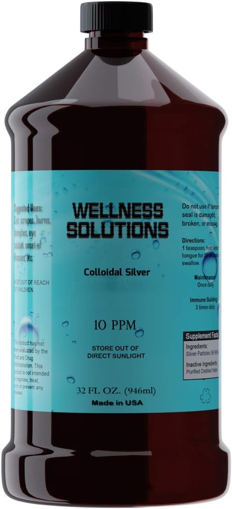 Colloidal Silver - Soluzioni Benessere - Vegan - Gluten Free 32 fl. oz