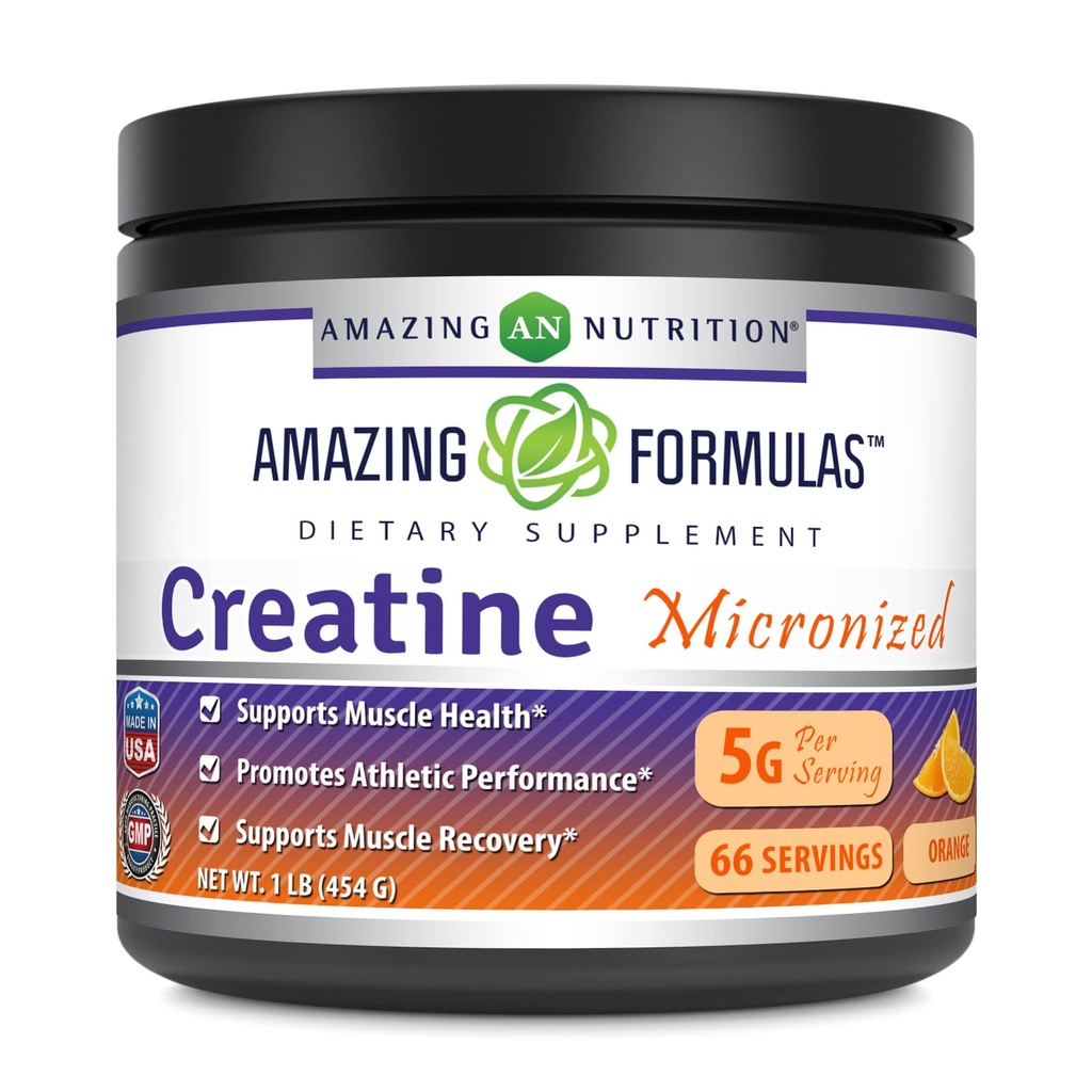Incredibile formula Micronized Creatina Monoidrato Polvere Supplemento | 5000 mg Per Serving | Ideal Pre & Post Workout Supplement | Made in USA (1 LB, arancione)