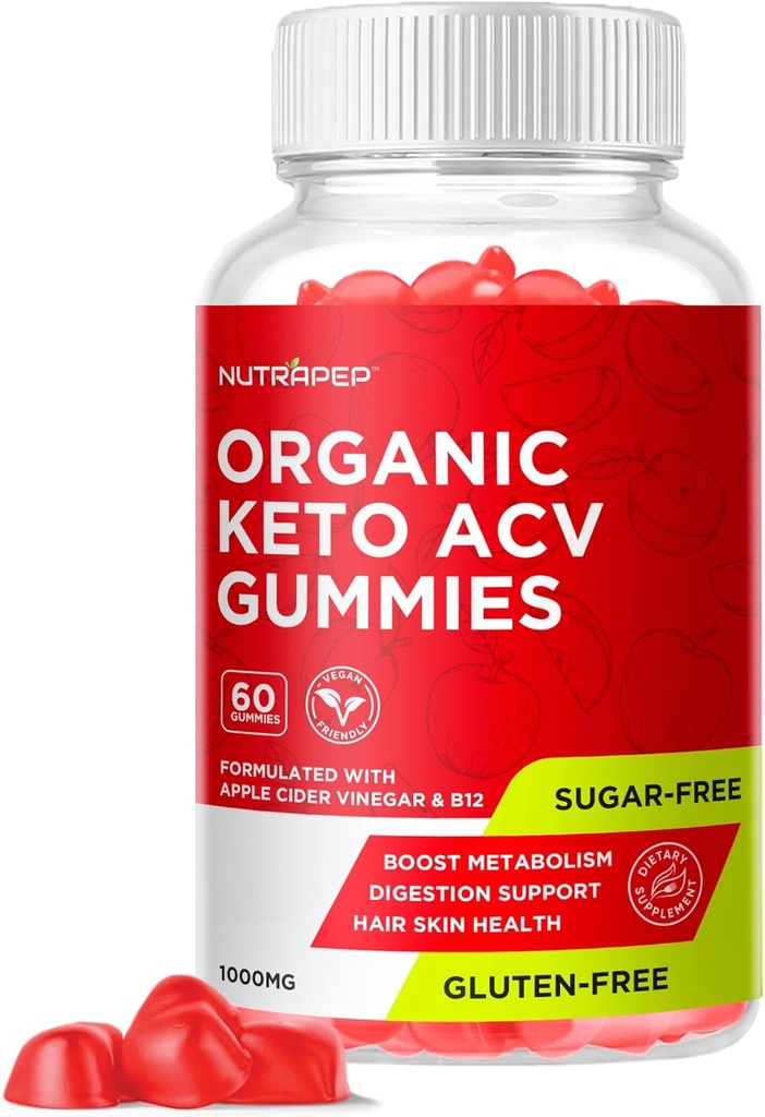 Organic Keto ACV Gummies - Gluten-Free & Sugar-Free Aceto di sidro di mela supplemento per gli uomini delle donne (1000MG)