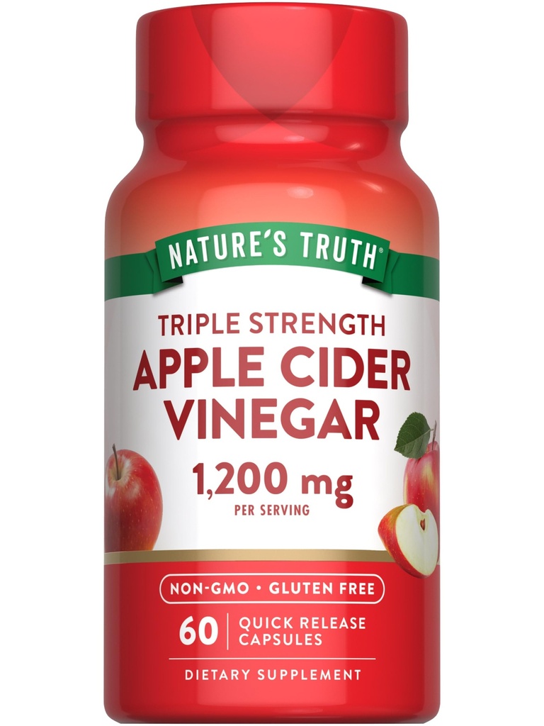 Estratto di Aceto di Sidro di Mele di Verità della Natura | 1200mg | Pillole di rilascio rapido | Non-GMO & Gluten Supplemento gratuito