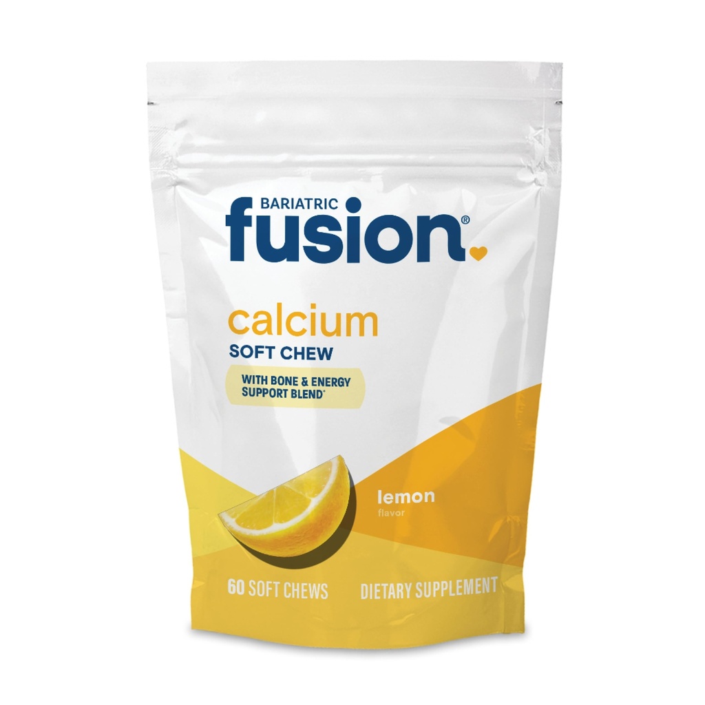 Bariatrico Fusion Bariatric Calcium Supplement Chews | Citrato di calcio con vitamina D3 Bariatric Vitamin | Zucchero Masticabile Gratuita | 500mg | Limone | 60 Conte